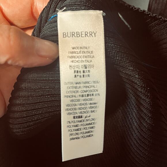 VTG Burberry Cut Out Turtleneck Black Ribbed Knit Stretchy Minimalist Office S - Picture 10 of 12